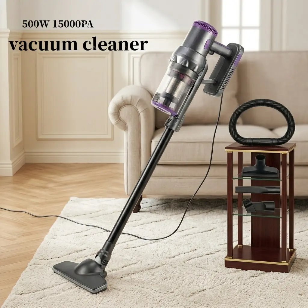 500W Powerful Stick Vacuum Cleaner Corded, 15kPa High Suction for Whole-Home Deep Clean, Lightweight Handheld Vac with Flexible Wand for Pet Hair & Dust, 3-in-1 Design
