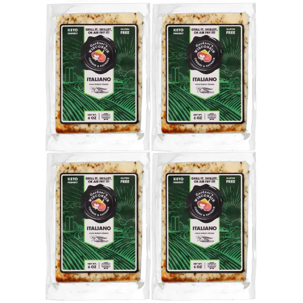 Gardner's Wisconsin Cheese and Sausage, 4 Pack of Italiano (Pizza Flavor) Oven-Baked Cheese, Artisan Cheese Made in Wisconsin