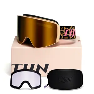 TIJN Ski Snowboard Goggles, Anti-Fog UV400 OTG Snow Goggles for Women Men with 2 Magnetic Interchangeable Lenses, Ouroboros
