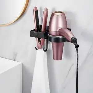 Wall-Mounted Hair Styling Tool Holder, 1 Count Punch-Free Hair Dryer and Curling Iron Organizer Rack, Bathroom Storage Shelf for Blow Dryer, Straightener and Curling Iron, Bathroom Organizing Accessories