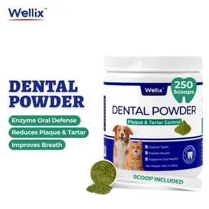 Wellix 250g Pet Dental Powder - Reduce Plaque & Tartar with Enzymes & Mint for Dogs and Cats