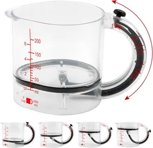 4-in-1 Adjustable Measuring Cup, Multi-Functional Measuring Cup with Adjustable Base & Scraper-Style Seal Base, Space-Saving Easy to Clean for Cooking and Baking & Ingredients