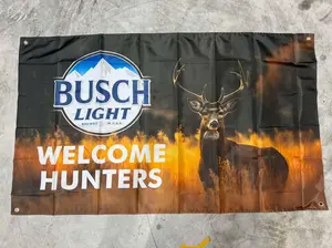 Buuuuusch Light Welcome Hunters Banner: 3x5ft Man Cave Decor