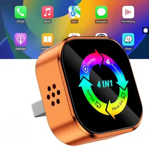 Upgraded 4-in-1 CarPlay Wireless Adapter - iPhone/Android Compatible | Fast Connection, Hands-Free Calling, AirPlay, Mirror Link, Netflix, Youtube type-c adapter Bluetooth 5.0 fast transmission, ultra-HD stereo sound Wireless Carplay Dongle