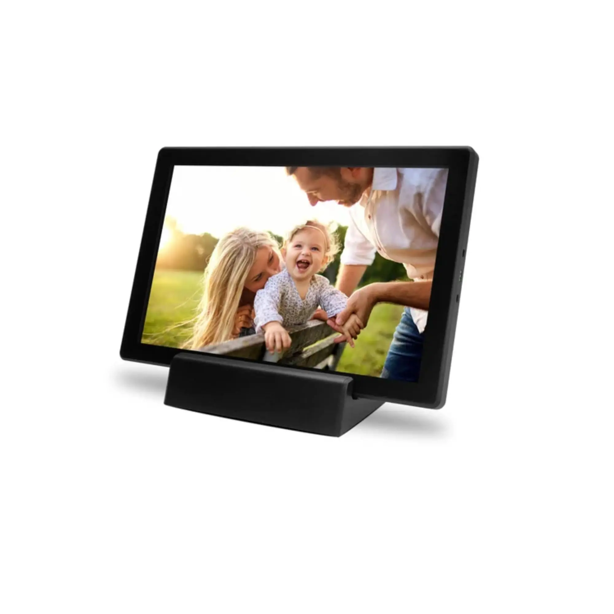 Minolta 10.1in Smart Photo Frame (Black) - Portable Home Decor Gift, Built-in Battery, Magnetic Charging Dock, IPS HD Screen, WiFi, Frameo App, 16GB Expandable Storage, Landscape Support, Instant High-Resolution Photo & Video Sharing