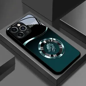 Blue Dragon Emblem Metal Style Glass Case Cover for iPhone 17, 16, 15, 14, 13, 12, 11, X, 7, 8, XS, 7p, 8p, Anti-Dirty, Protective, Fashionable, Trendy