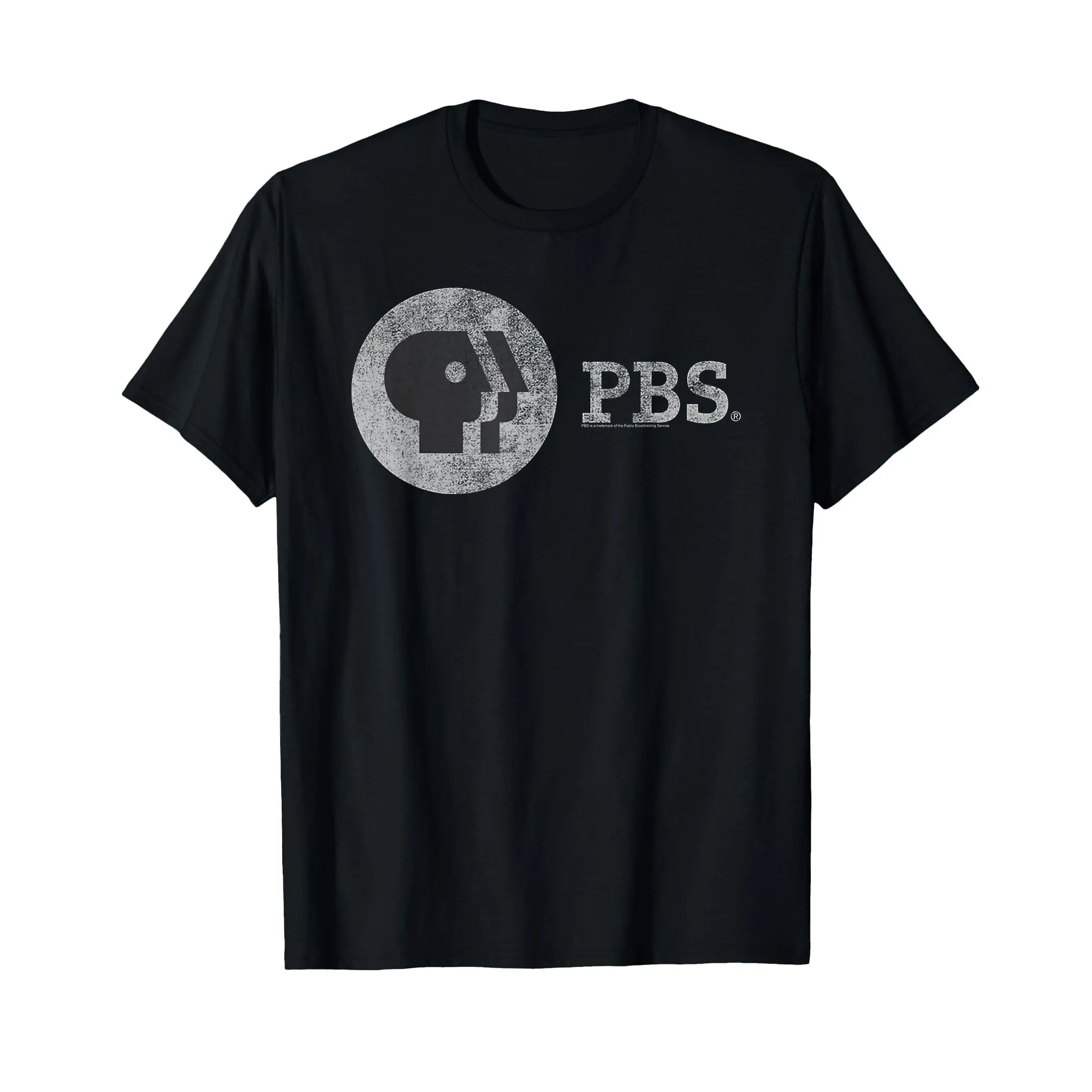 Women's PBS Distressed Vintage Logo Public Broadcasting Casual Day T-Shirt, Comfortable Breathable Short-Sleeve Unisex Top, Shortsleeve, Everyday