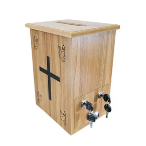 Engineered Wood Tithes Offering Box Cross Christian Church Knock-Down Wood Donation Boxes, Collection Boxes,Charity Boxes 11.8 inche wide x 9.5 inches deep x 15.8 inches height 21396-NF