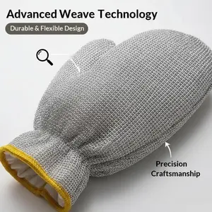 Powerful Scrub Kitchen Gloves Reusable Silver Wire Dishwashing Gloves Waterproof Non-slip for Home Cleaning