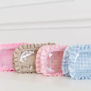 Ruffled Nylon Large Clear Pouch