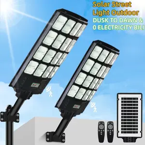 Solar Street Lights Outdoor 46000 Lumens 1152 SMD 5730 LEDs Dusk to Dawn Motion Sensor Remote Control Waterproof IP66 for Garden Yard Path Parking Lot