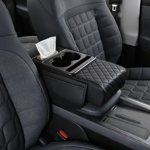 Car Armrest Cushion Center Console Organizer 5-in-1 Car Storage Box with Cup Holder Phone Holder Tissue Box Slot Storage Bags Car Interior Accessories for Sedans