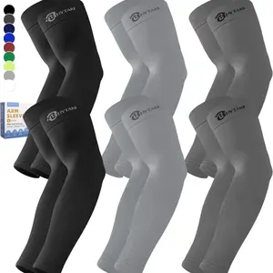 6 pack Sun Protection Sleeves for Men Women, Cooling Compression Arm Sleeves for Work Sport Tattoo Cover Up girdle football