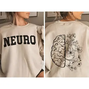 Neuro Cotton Crewneck Brain Anatomy Graphic T-shirt Occupational Therapist Grad Gift For Nurse Neurology Crewneck Neurosciense Shirt Brain Tee