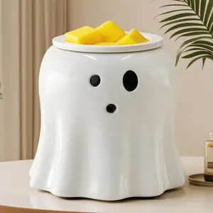 Ceramic Electric Wax Melt Warmer–Electric Candle Warmer Melter for Scented Wax Cubes Cute Ghost Fragrance Oil Burner Halloween Candle Melter Warmer for Home Decor & Gift for Women