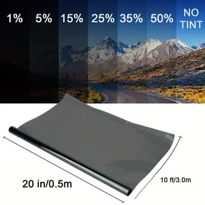 Uncut Roll Window Tint Film - 5%, 15%, 20%, 25% Transmittance VLT 20" x 10ft Fit for Car Front Rear Windshields Windows Sunroof ceramic tint