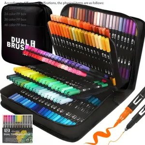 Art Supplier Dual Brush Markers Pens, Artist Coloring Marker Set, Fineliner & Brush Tip Pen with Premium Case for Adults Coloring Books Journal, Drawing, Doodlin, Coloring Materials Set, Art Supplies, Art Craft Supplies