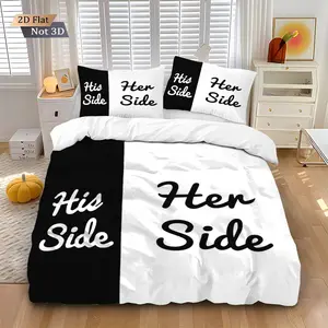 Couple Theme Bedding Set, 1 Set Including 1 Count Decorative Duvet Cover & 2 Counts Pillowcase without Filler, Soft Comfortable Bedding Set for Bedroom Bed Sets