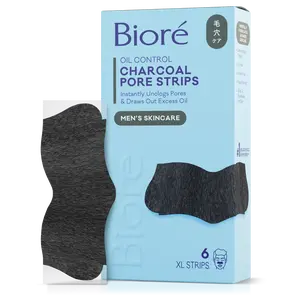 Bioré Skincare Charcoal Oil Control Pore Strips – 6 Ct | Deep Clean to Remove Blackheads & See 3x Less Oily Skin
