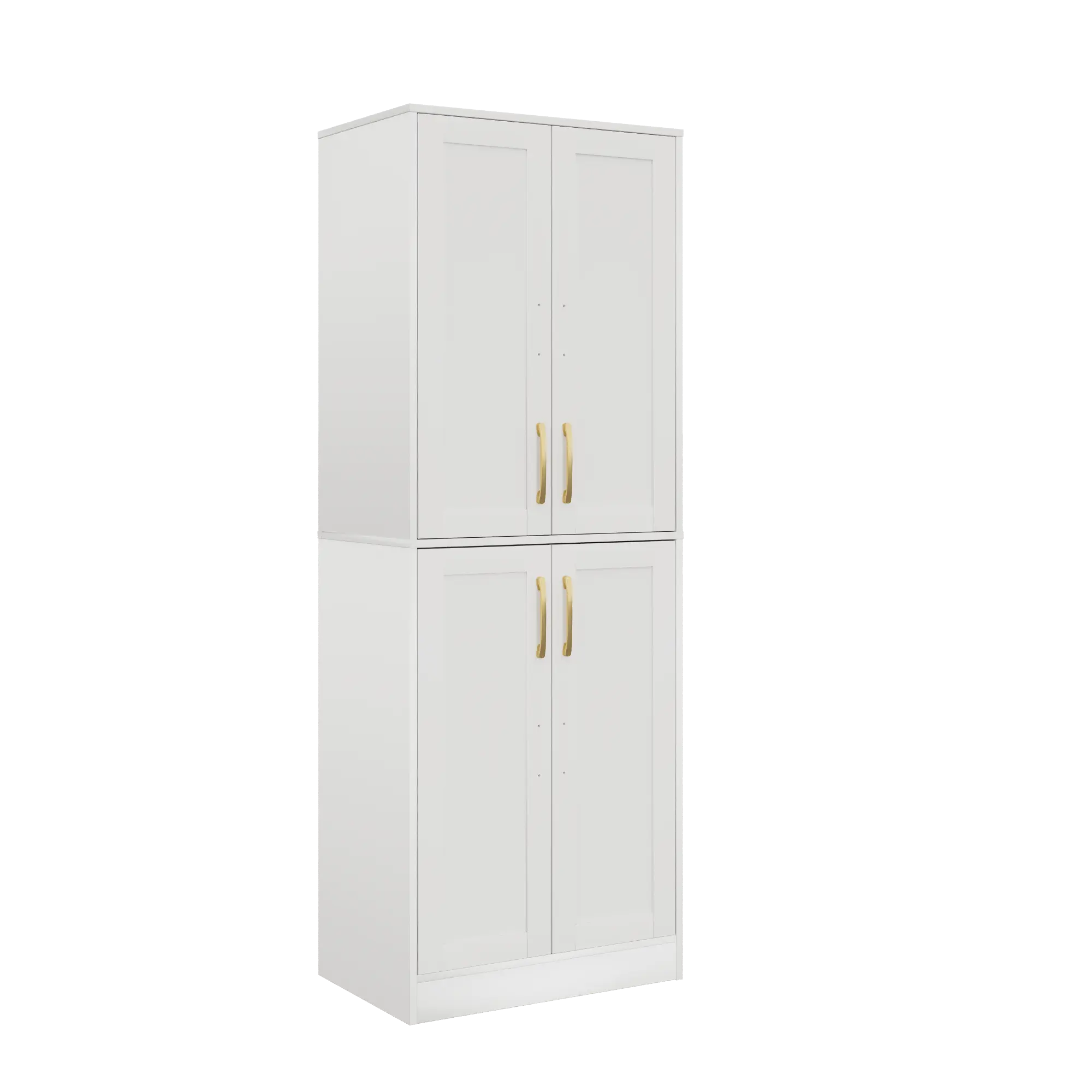 Modern Wood Furniture Freestanding Sideboard Cabinet - 67in High Adjustable Stand, Removable Partition, Regular Doors, Golden Handles, Sturdy Shelves, Space-Saving, Assembly Required, for Living Room, Dining Room, Waterproof