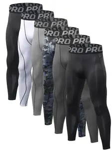 Men's Letter Tape Top-stitching Compression Leggings, Sports Stretchy Leggings, Quick Drying Breathable Skinny Pants, High Stretch Comfy Shapewear Bottoms for Gym Workout Running, Gym Sports Tight