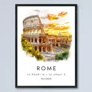 Rome Poster Wall Art Rome Wall Home Décor Rome Gift Art Lovers Italy Wall Art, Unframed