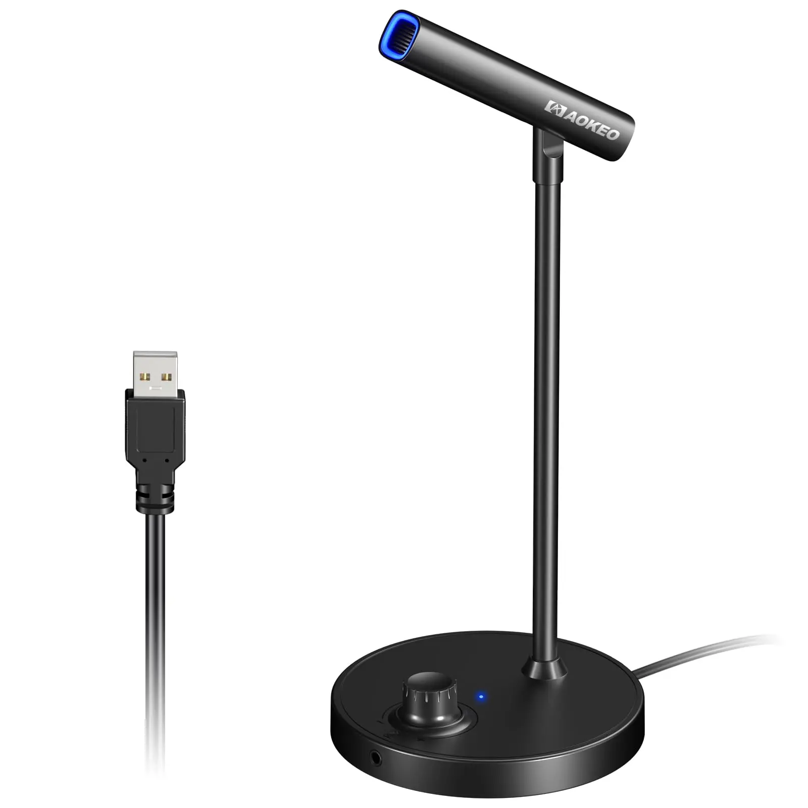 Aokeo AK2 USB Computer Microphone,Plug and Play Desktop PC Laptop Microphone with Mute Button and LED Indicator for Streaming,Podcasting,Recording,Gaming,Skype,YouTube Mic for Mac or Window Black. Electronic Audio microphone