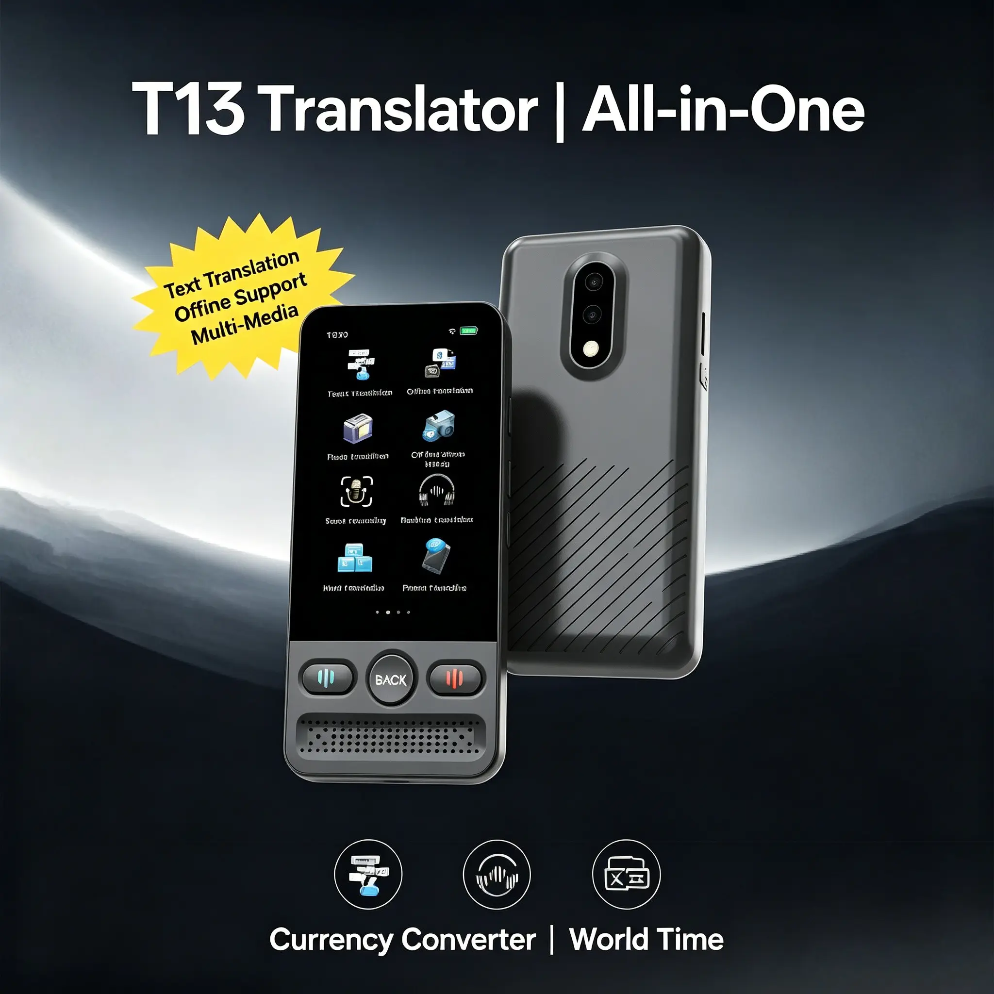High-Definition Screen Translation Device, Supports 139 Languages, Real-Time Bidirectional Translation, Ideal for Travel and Learning