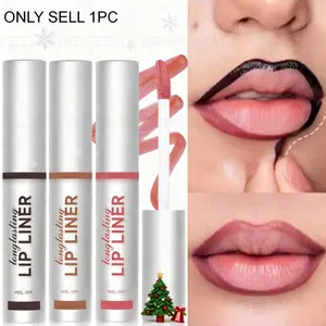 1PC Peelable Tattoo Lip Liner Lip Gloss, Matte, High Pigmentation, Quick Drying, Moisturizing, Buildable, Three-dimensional Lip Shape, Perfect Christmas Gift Series