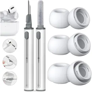 Silicone Ear Tips Replacement for AirPods Pro and AirPods Pro 2nd Generation,with Noise Reduction Hole & Built-in dust Guard Screen,3 in 1 Cleaner Kit for USB-C Charging Case-3 Sizes(S/M/L)