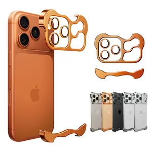 Frameless Series Designed for iPhone 13 14 15 16 17 Pro Max Case,Minimalist Protective Shock Absorption Aerospace Grade Aluminum Shells & Elastomer Inlays Easy Fit,Shockproof Bumper Cover