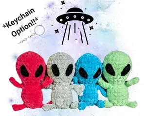 Crochet Mini Alien Plushie *Keychain Option* - Handmade Stuffed Animal - Amigurumi - Gift