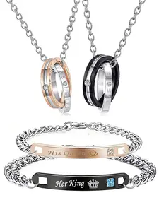 Personalized Couple Bracelets Set with Soap Flower Gift Box, Romantic Anniversary Valentine's Day Christmas Wedding Gifts for Him Her Personalized Present Customizable Gift Couple Jewelry Set