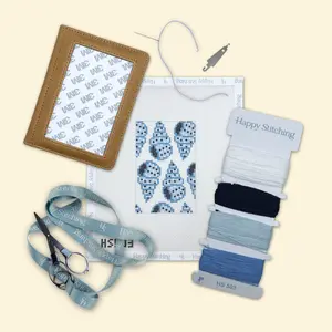 Happy Stitching - Shell Yeah! Needlepoint Passport Case Kit - Self Finishing Needlepoint Craft Kit