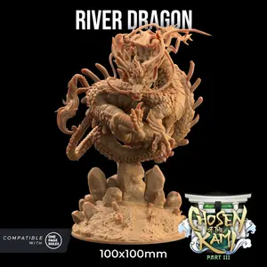 River Dragon Elemental Eastern Asian | The Dragon Trappers Lodge | 32mm Scale | Miniature RPG Mini DnD Dungeons and Dragons Wargame