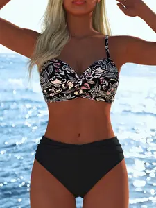 New Arrival Women's Swimwear Summer Beach Festival Vacation Travel Sexy Two Piece Set, Floral Print Bikinis, Best Selling, Floral Print Swimsuits