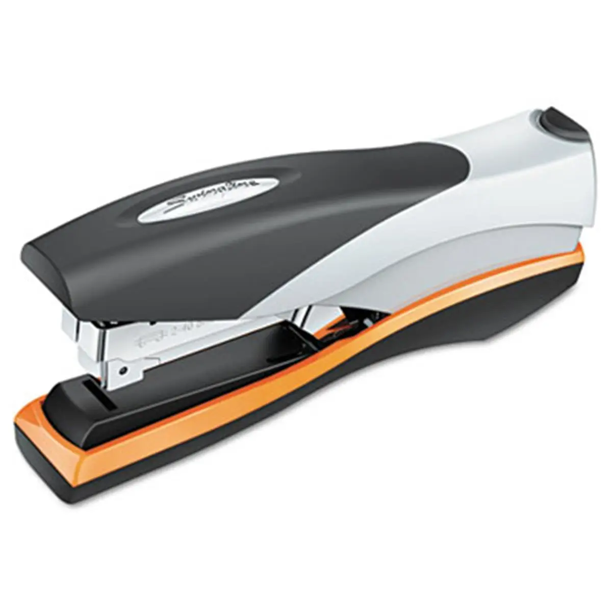 212 MAIN Optima Compact Desk Stapler - Durable Metal Construction, 40-Sheet Capacity, Full Strip, Jam-Free, Quickload Magazine Release, Ergonomic Shape, Soft Grips, Flat Clinch, Silver/Orange/Black Office Accessories for Office Equipment Needs