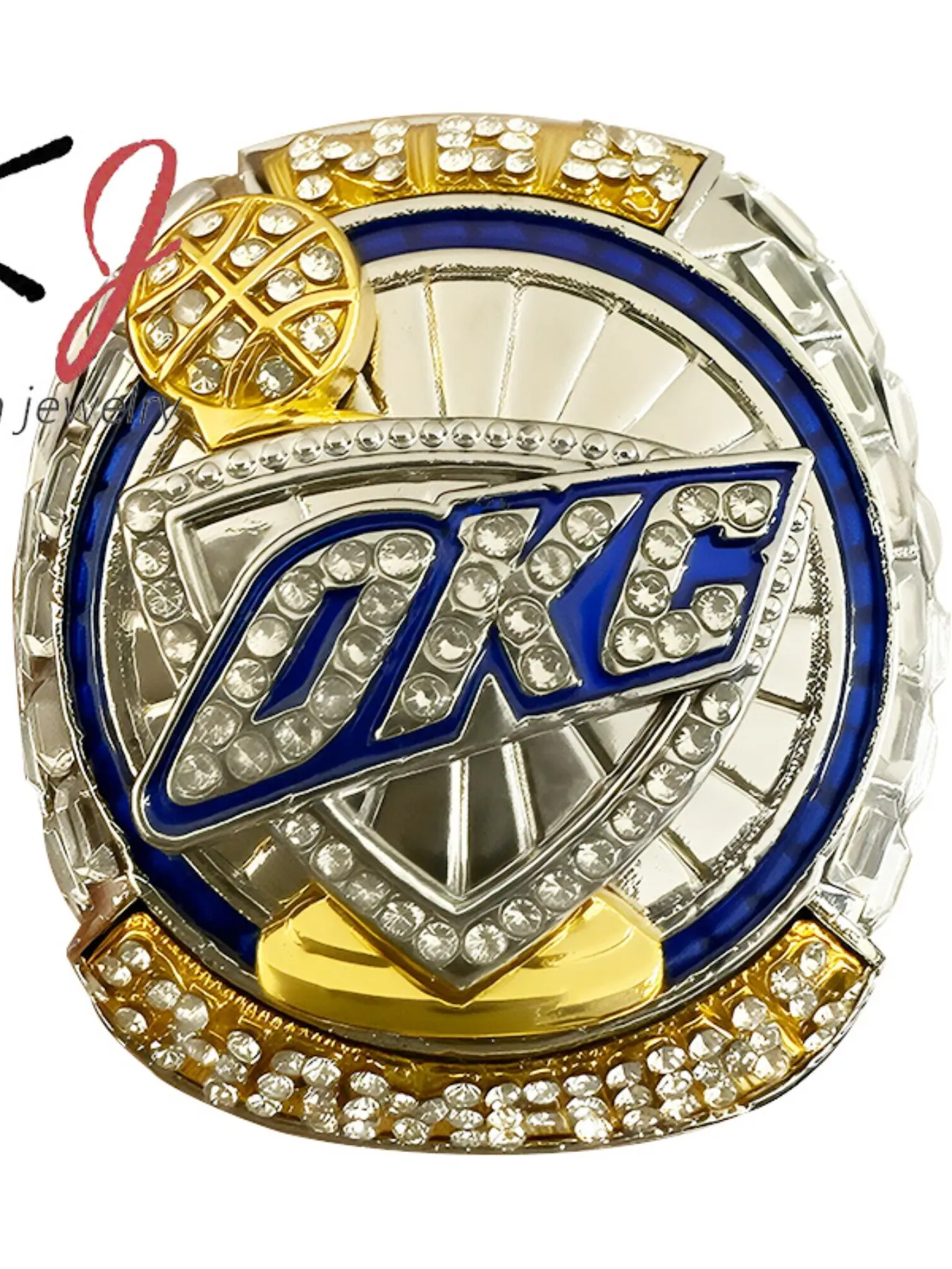 Thunder Championship Ring Basketball Oklahoma Thunder Fan Memorial, Sporty Style, Plain Pattern, Alloy Chain Material, All Seasons