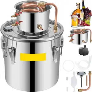 Moonshine Still 9.6 Gallon 38 Liter Distillery Kit With Circulating Pump, Copper Tube Alcohol Still, Whiskey Distilling Kit With Built-In Thermometer, Whiskey Making Kit For DIY Alcohol, Stainless Steel