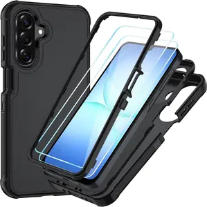 for Samsung Galaxy A17 5G Case  and A14/ A15/ A26 /A32/ A56 Shockproof Phone Cover with HD Screen Protector,Hybrid Protective Military-Grade Drop Protection for Galaxy A17 5G Phone Case,Black/Black