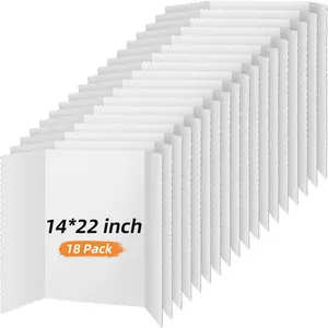18 count 14 * 22 Inch Tri Fold Poster Board Bulk, Science Fair Project Display Paperboard, Single Wall, Lightweight Presentation Board (White)