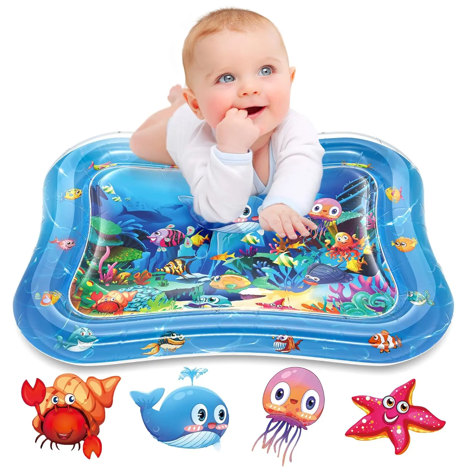 Inflatable Tummy Time Water Play Mat for Babies - Premium Portable 3m Infant Sensory Toy, Baby Items, Sensory Products That Aids Motor Coordination & Skill Development, Summer Nursery Activity Mat, Infant Play Mat