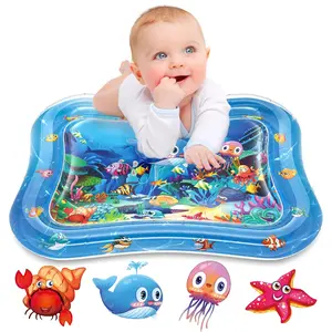 Inflatable Tummy Time Mat Premium Water Play Mat Toys Strengthen Baby's Muscles Portable Sensory Board for Development