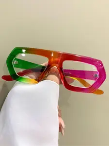 Fashionable Multicolor Thick Frame Glasses for Men and Women, Trendy Frames, Casual Style Unisex Eyewear, All Season Wear, PC Lens, Leopard Pattern Eyeglasses