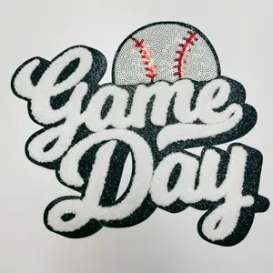 11” GAME DAY Baseball  - chenille + Sequin Patch