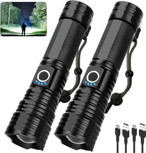 Rechargeable Flashlights High Lumens, 2Pack 99000 Lumen Super Bright LED Flashlight with 5 Modes & Waterproof, USB Fast Charging Handheld High Powered Flash Light for Home, Camping
