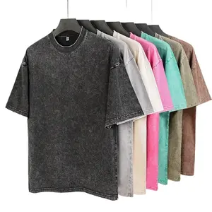 Men's Heavyweight Cotton Oversized T-Shirts Vintage Acid Wash Baggy Fit Workout Gym Casual Comfort Tees