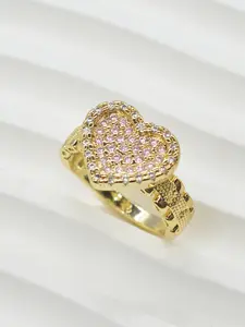 Elegant Copper Heart Cluster Ring with Zirconia, Versatile Wedding Jewelry for Women, Perfect Gift for Anniversaries & Holidays