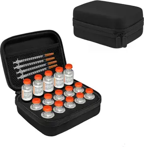15-Slot Insulin Vial Case Holder for Refrigerator, Vial Storage Case Fits Standard 10ml U-100 Vials, Snug & Safe Vial Storage with Mesh Bag