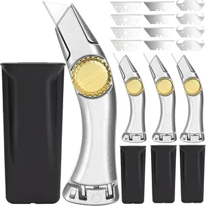 4PCS Fixed Blade Roofing Utility Knife Set, Heavy Duty Roofer Knife with 3 Blade Types, Carpet Cutter for Drywall, Vinyl, Metal Roofing Tools for Indoor Outdoor Use